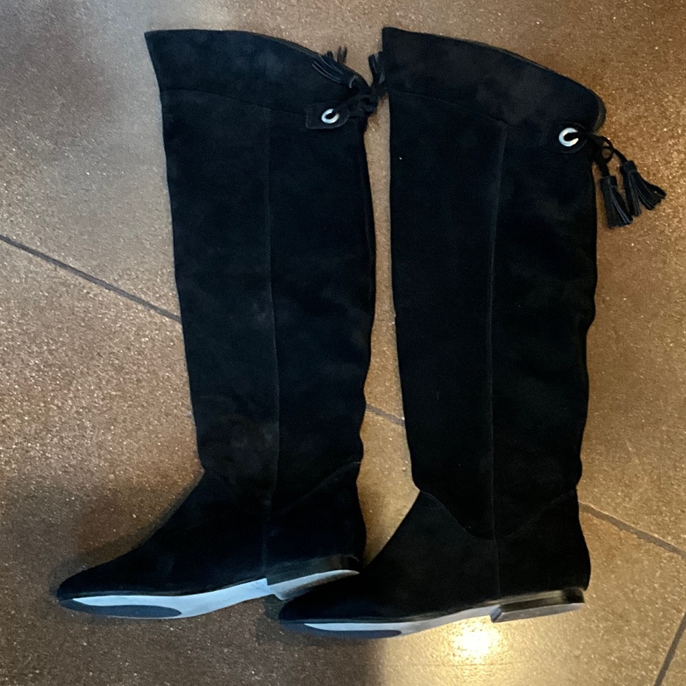 Nine West Black Over-the-Knee Boots with Tassel Detail